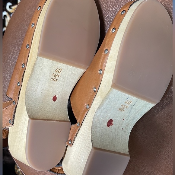 Free People X Unalira Tan Leather Platform Kaia Clogs - Picture 7 of 7